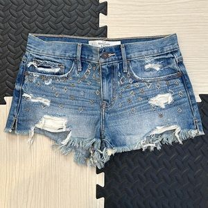 Abercrombie and Fitch denim shorts with gold and silver detailing size 2/W 26